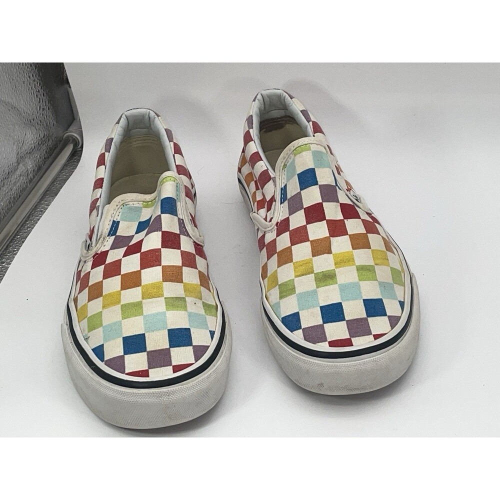 Vans Classic Slip-On Rainbow Checkerboard Canvas Shoes Women’s 7 Men’s 5.5 - Picture 3 of 8